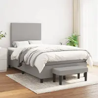 Prolenta Maison Exclusive - Base de cama con somier y colchón, color gris claro, 120 x 200 cm, tejido
