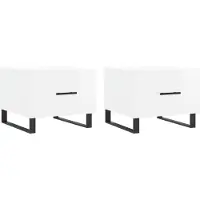 Syfax Mesa de centro 2 uds madera ingeniería blanco brillo 50x50x40cm
