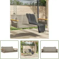 The Living Store Living Store, banco colgante, color gris, 109x62x40 cm, fabricado en polirratán