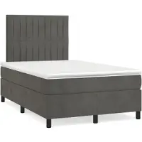 Syfax Cama box spring con colchón terciopelo gris oscuro 120x200 cm