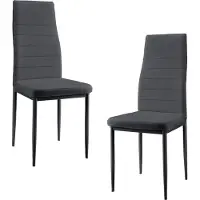 En.casa Juego de 2 sillas grises, respaldo alto, para comedor, tapizadas en cuero sintético, marca