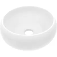Syfax Lavabo de lujo redondo cerámica blanco mate 40x15 cm