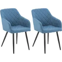 CLP , Juego de 2 sillas de comedor Shila I Tapicería en tela o terciopelo I Silla acolchada con reposabrazos, color: verde, material: terciopelo