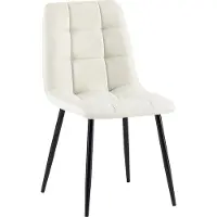 CLP Silla de comedor Antibes, tapizada, ideal para la cocina. Silla con respaldo y estructura de metal negro, tapizada en tela color crema. Soporta hasta 150 kg