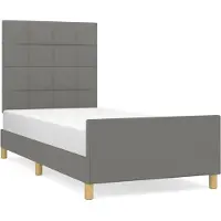 Syfax Estructura de cama sin colchón tela gris oscuro 90x190 cm