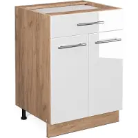 Vicco Mueble bajo de cocina Fame-Line Blanco alto brillo 60 cm con cajón, sin encimera, Model 38337