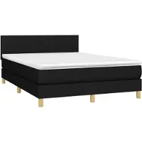 Syfax Cama box spring con colchón tela negro 140x190 cm