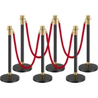 OEM VEVOR: Barreras de seguridad (6 unidades) (1,5 metros de largo), barreras de acero inoxidable con base rellenable, para ferias, eventos