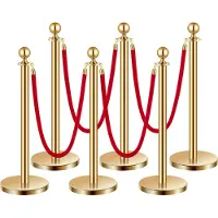 OEM VEVOR: Barreras de control de multitudes (juego de 6 unidades, 1,5 metros de largo). Soportes de acero inoxidable con base rellenable, ideales para exposiciones. Color: dorado