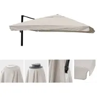 Mendler Funda de repuesto para toldo de lujo HWC-A96 con solapa, funda para toldo, 3,5x3,5m (diámetro 4,95m), poliéster, color crema-gris