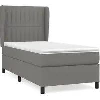 Syfax Cama box spring con colchón tela gris oscuro 90x200 cm