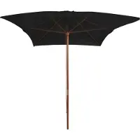 Syfax Sombrilla de jardín con palo de madera negro 200x300 cm
