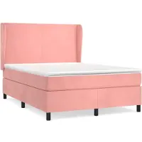 Syfax Cama box spring con colchón terciopelo rosa 140x190 cm