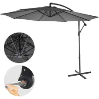 Mendler Toldo para pérgola Acerra, parasol, protección solar, diámetro 3m, inclinable, poliéster/acero, 11kg, color gris, sin estructura de soporte