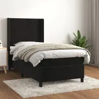 Prolenta Maison Exclusive: Base de cama con somier y colchón, color , 90x190 cm, tapizada en terciopelo