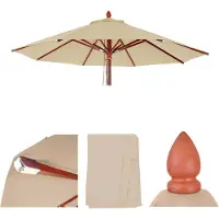 Mendler Funda de repuesto para sombrilla de madera para hostelería, modelo HWC-C57, funda para sombrilla, redonda, diámetro 4 metros, poliéster, color crema