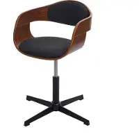 Mendler Silla de comedor HWC-H46, silla de cocina, con mecanismo de giro y altura ajustable, fabricada con madera de haya certificada , con aspecto de nogal y tapizada en tela de color gris oscuro