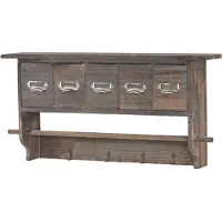 Generique Armario de pared HWC-C49, estante para armario de pared, estilo vintage con 5 cajones, 32x65x13 cm, color marrón
