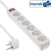 InLine Regleta de enchufes 16463V, con 6 tomas de corriente con conexión a tierra, con interruptor, 3 metros de longitud, color blanco