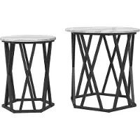 Syfax Mesa de Café 2 pcs Gris Sonoma Madera Ingenierizada y Acero