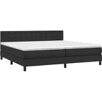 Syfax Cama box spring con colchón cuero sintético negro 200x200 cm