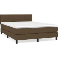 Syfax Cama box spring con colchón tela marrón oscuro 140x200 cm