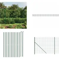 vidaXL Valla de alambre con base anclada, color verde, 2 x 25 metros - Valla de alambre - Vallas de alambre - Valla para jardín - Malla de alambre