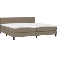 Syfax Cama box spring con colchón tela gris taupe 200x200 cm