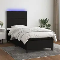 Prolenta Maison Exclusive: Base de cama con somier y colchón, con iluminación LED, color , 90x200 cm, tapizada en tela