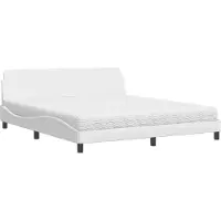Syfax Cama con colchón Dover cuero sintético blanco 180x200 cm