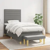 Prolenta Maison Exclusive - Base de cama con somier y colchón, color gris oscuro, 90x190 cm, material: textil