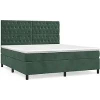 Syfax Cama box spring con colchón terciopelo verde oscuro 180x200 cm
