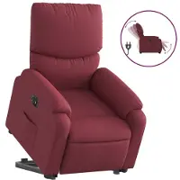 Syfax Sillón eléctrico reclinable elevable de tela rojo tinto