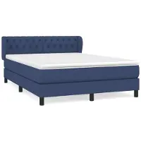 Syfax Cama box spring con colchón tela azul 140x200 cm