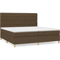 Syfax Cama box spring con colchón tela marrón oscuro 200x200 cm
