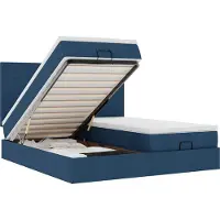 Syfax Estructura de cama otomana con colchones tela azul 160x200 cm