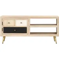 Syfax Mesa de centro de madera maciza de mango 90x45x40cm