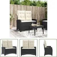 The Living Store Banco de jardín ajustable de "", con cojín, color , fabricado en polirratán