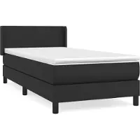 Syfax Cama box spring con colchón cuero sintético negro 90x190 cm