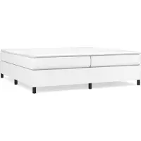 Syfax Cama box spring con colchón cuero sintético blanco 200x200 cm