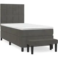 Syfax Cama box spring con colchón terciopelo gris oscuro 90x190 cm