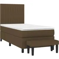 Syfax Cama box spring con colchón tela marrón oscuro 100x200 cm