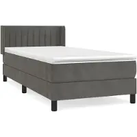 Syfax Cama box spring con colchón terciopelo gris oscuro 80x200 cm