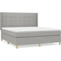 Syfax Cama box spring con colchón tela gris claro 160x200 cm