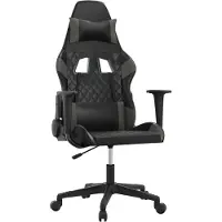 Syfax Silla gaming de masaje cuero sintético negro y gris