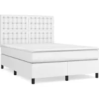 Syfax Cama box spring con colchón cuero sintético blanco 140x200cm