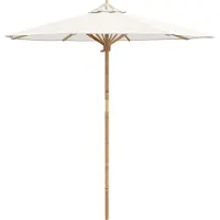 Syfax Sombrilla de jardín Redondo Ø 217 x 230 cm Bambú Blanco Crema