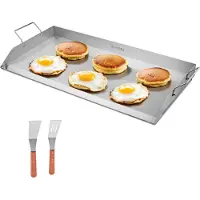 Vevor Sartén para parrilla , sartén de acero inoxidable, sartén rectangular universal (809 x 370 mm) para parrillas tipo teppanyaki, cocina portátil para el hogar con asa