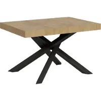 Itamoby Mesa extensible de 90x130/390 cm, modelo Volantis, con estructura de roble "Natura" y patas en color gris antracita