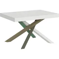 Itamoby Mesa de comedor extensible 120/380 x 90 cm, modelo Volantis, madera de fresno, color blanco y multicolor, patas modelo 4/A
